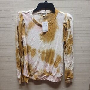 Status Chenault Small Tye Dye NEW size Small Puff Shoulder Long Sleeve Ribbed